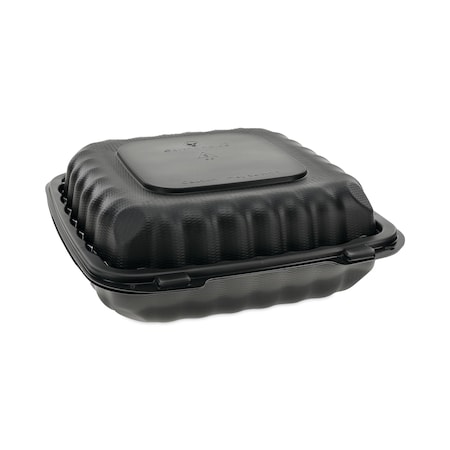 PACTIV Microwavable Hinged Lid Containers, 3 Comp, 9.33x8.88x3.1, Blk, PK120 YCNB09030000